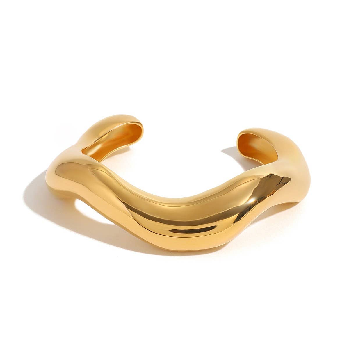 Gold Stainless Steel Open Bangle, Titanium Steel