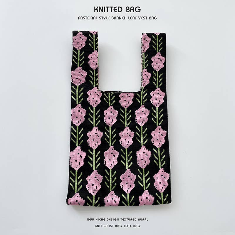 Flower series versatile knitted bag