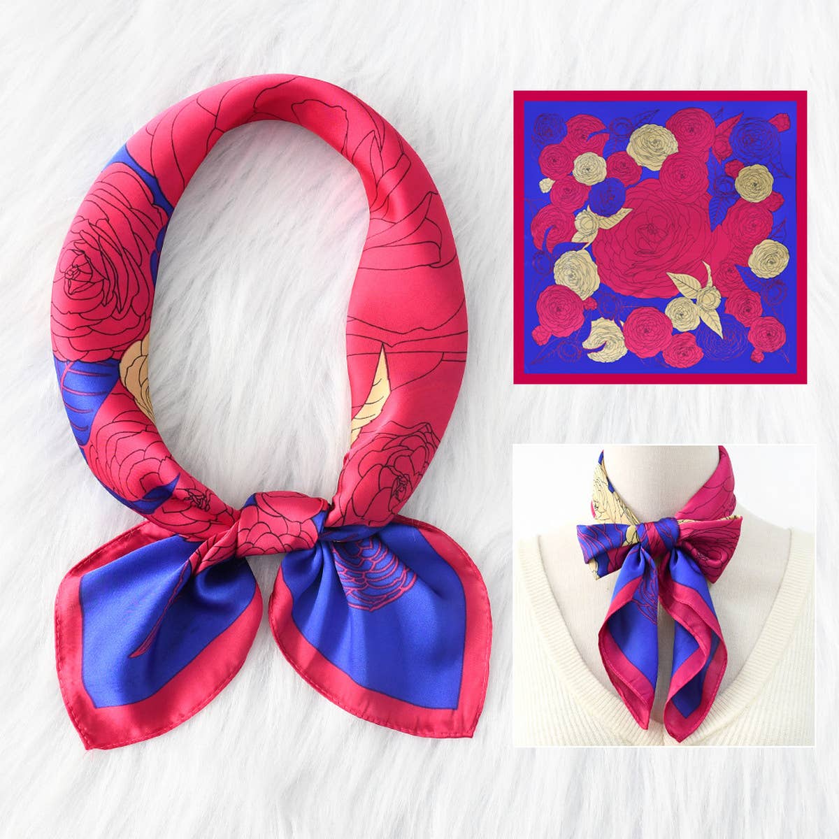 NEW FLORAL FLOWER SQUARE SCARF