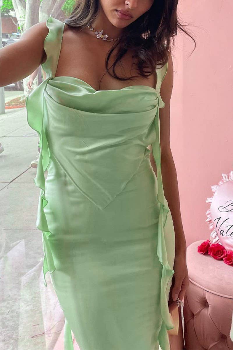 CWDMD6077_LACE TRIM BACKLESS RUFFLE STRAP MAXI DRESS