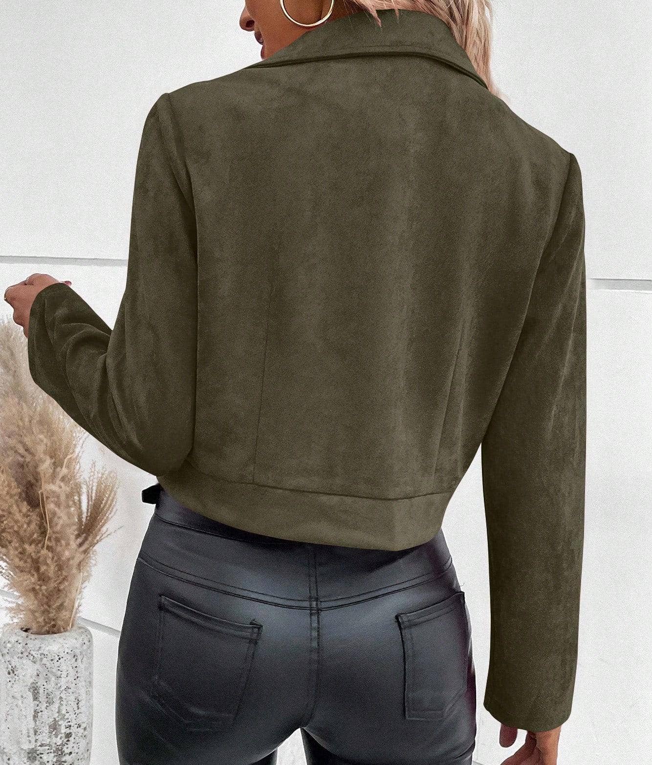 Suede zipper fashionable short jacket