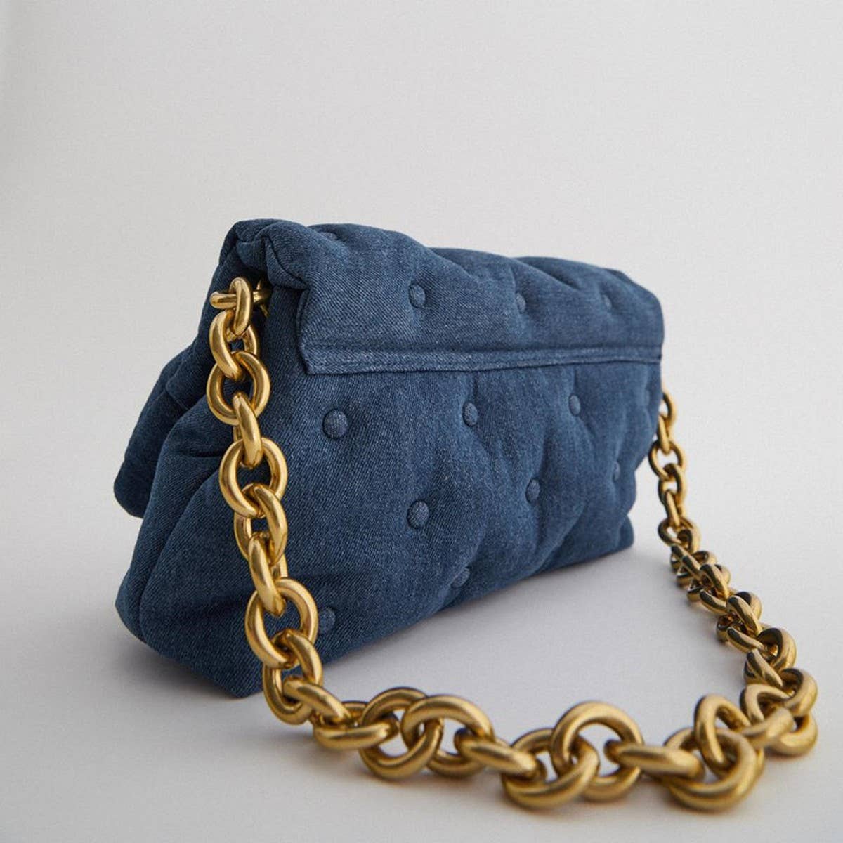 NEW FASHION BLUE DENIM CHAIN SHOULDER PILLOW BAG_CWAB3424