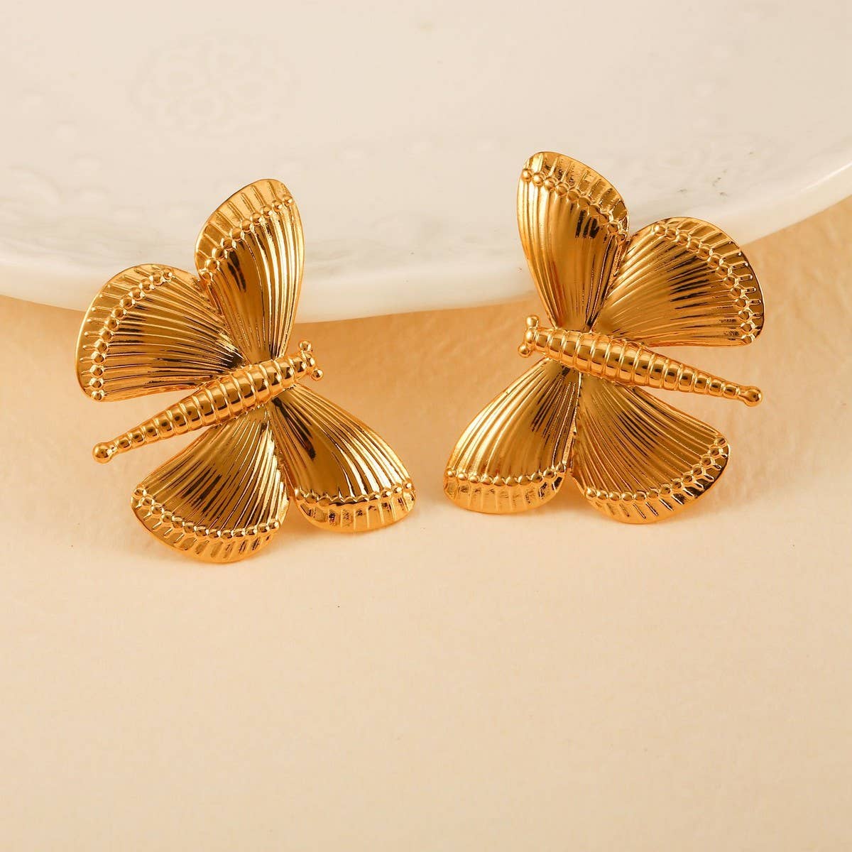 Original 18K Steel Dragonfly Earrings, Minimalist_CWMM8899