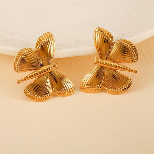 Original 18K Steel Dragonfly Earrings, Minimalist_CWMM8899