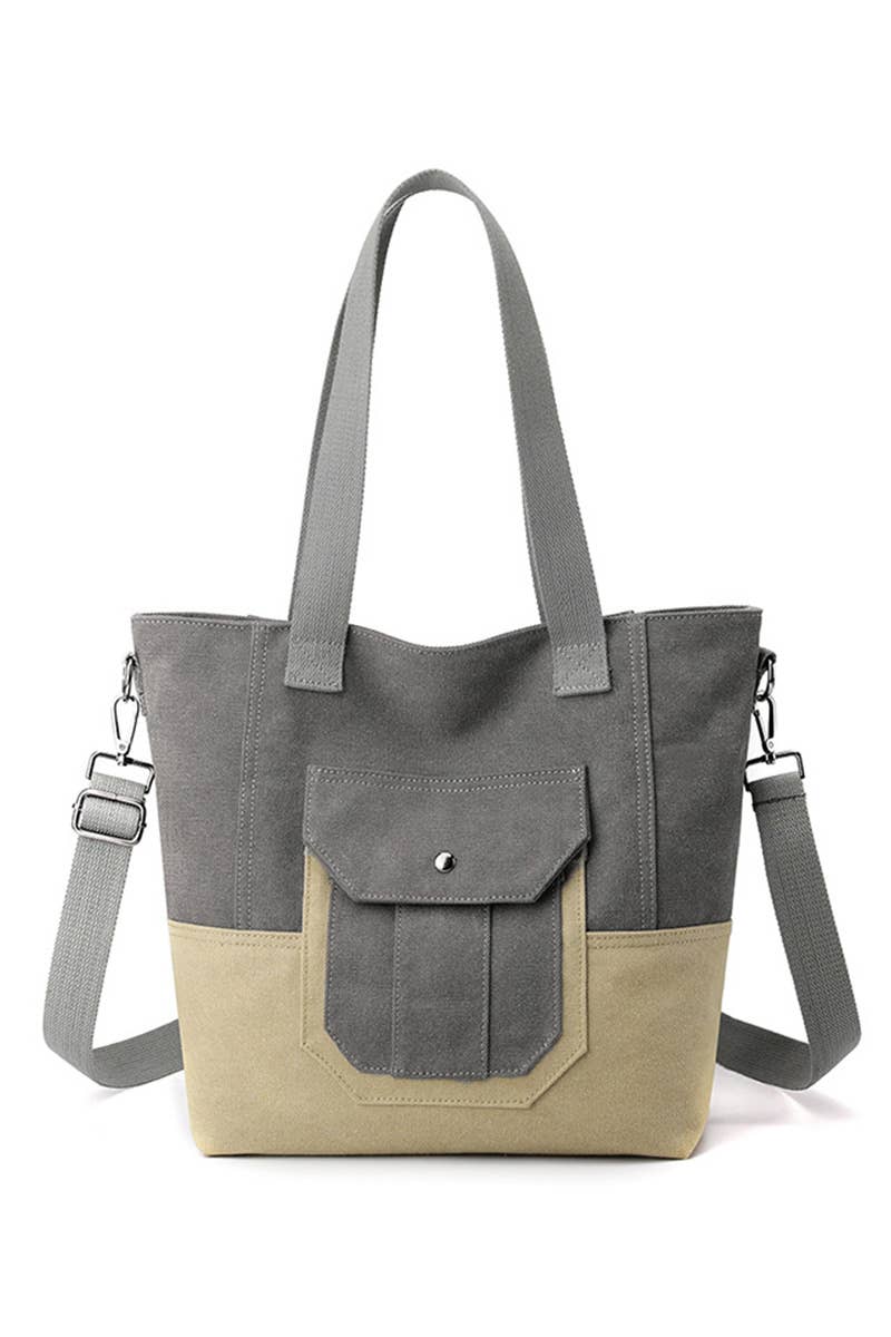 BIG POCKET CANVAS CROSS BODY SHOPPER BAG_CUAB0098