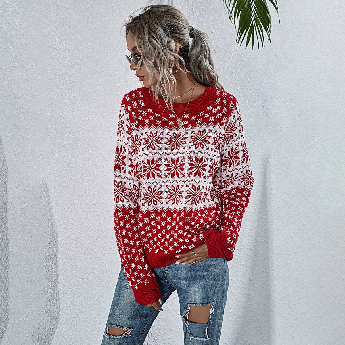 KNIT CHRISTMAS LONG-SLEEVED TURTLENECK SWEATER