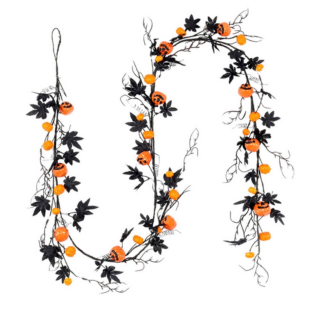 180cm Black Maple Leaf Pumpkin Garland Decor_CWMM9883