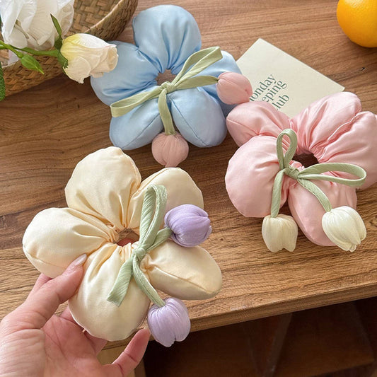 3D Tulip Scrunchie Hair Tie for Bun Style_CWAHA5504