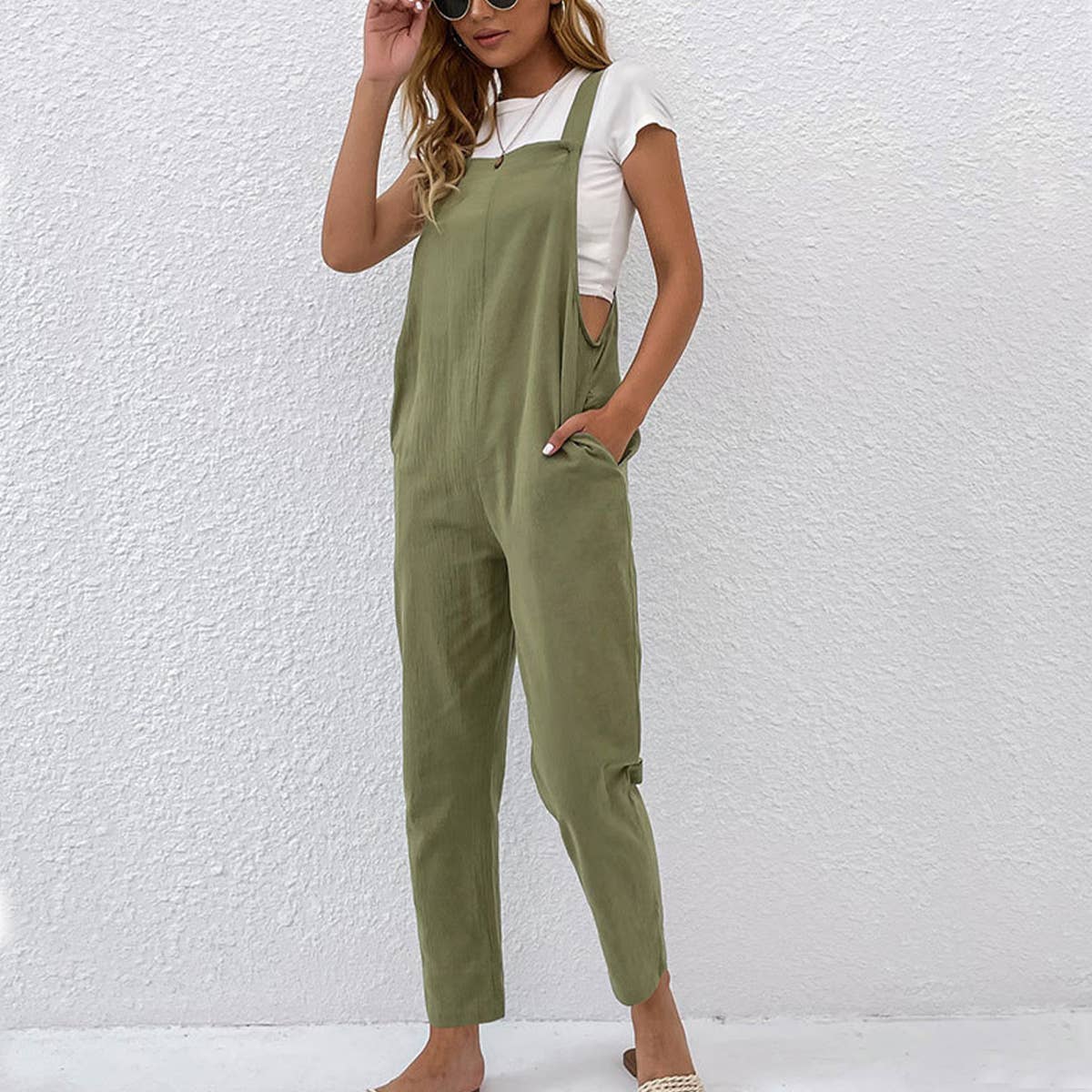 COTTON AND LINEN STRAIGHT OVERALLS_CWSJS0618