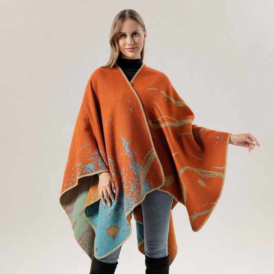 PLAIN ALL-MATCH SHAWL KNITTED CAPE SCARF_CWASC2181