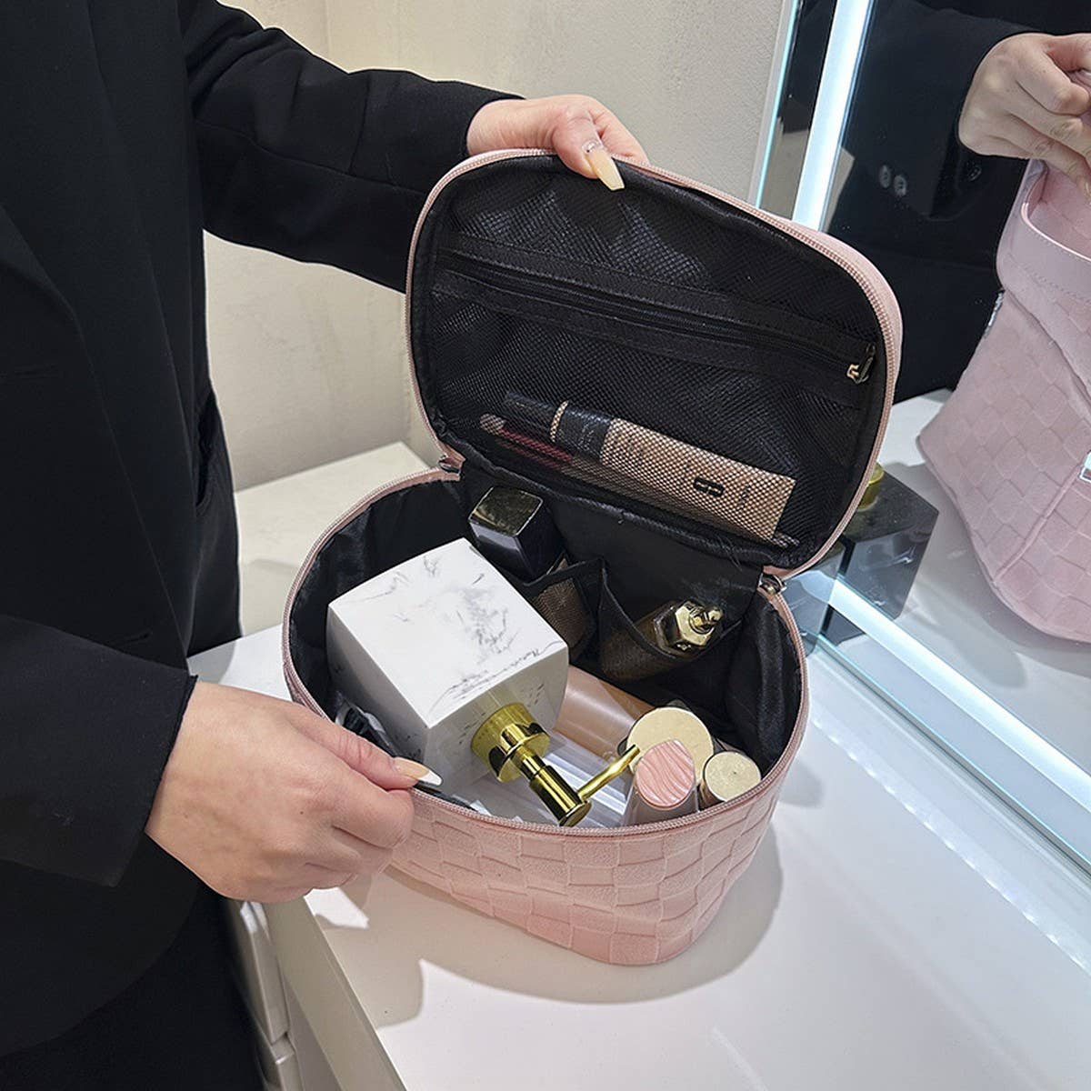 NEW LATTICE HIGH-END LARGE-CAPACITY COSMETIC BAG_CWAB4407