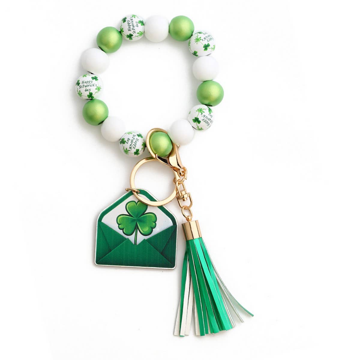 St. Patrick's Day Clover Pendant Bracelet Keychain_CWMM6861