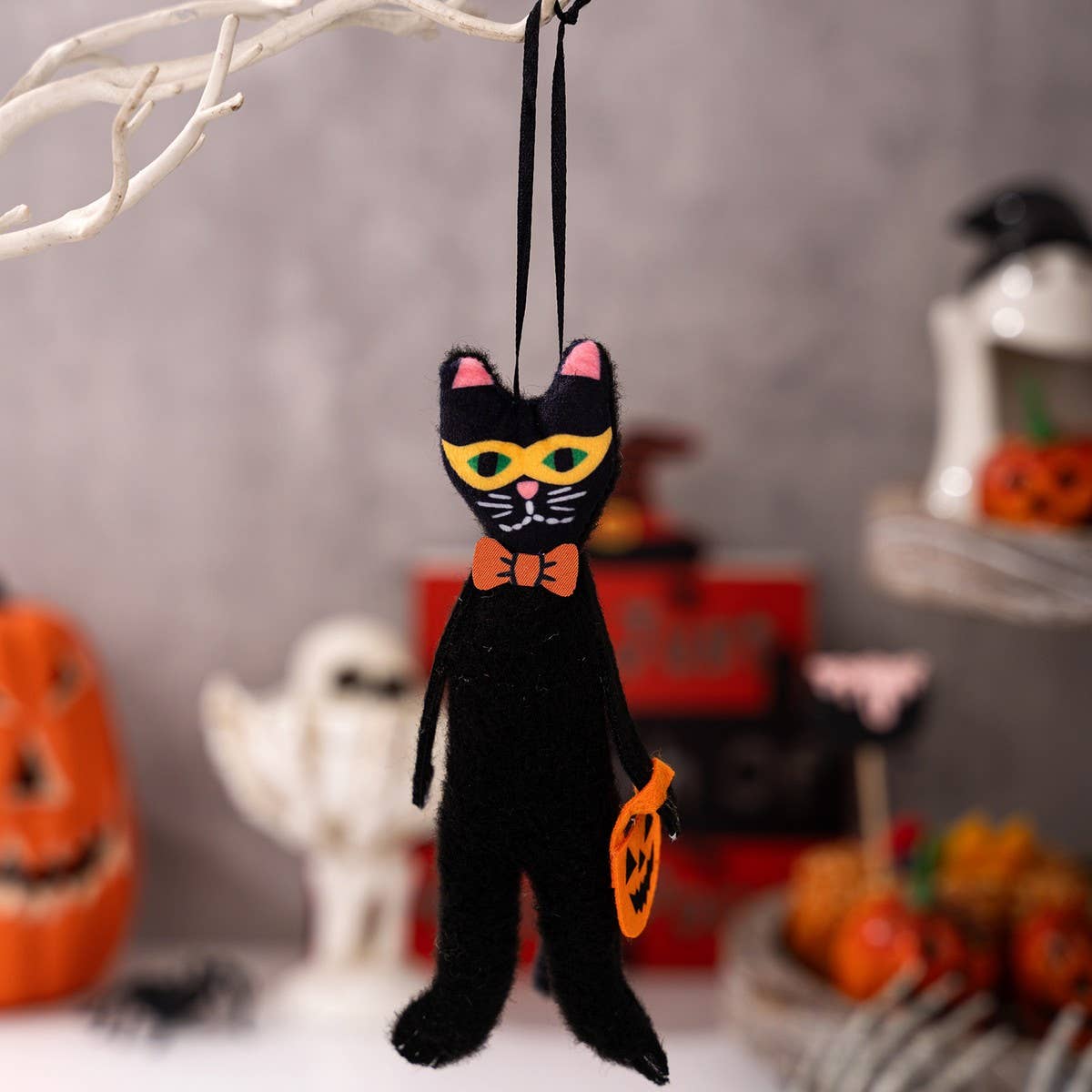 CWMM10240_HALLOWEEN PUMPKIN GHOST BLACK CAT HANGING DECOR