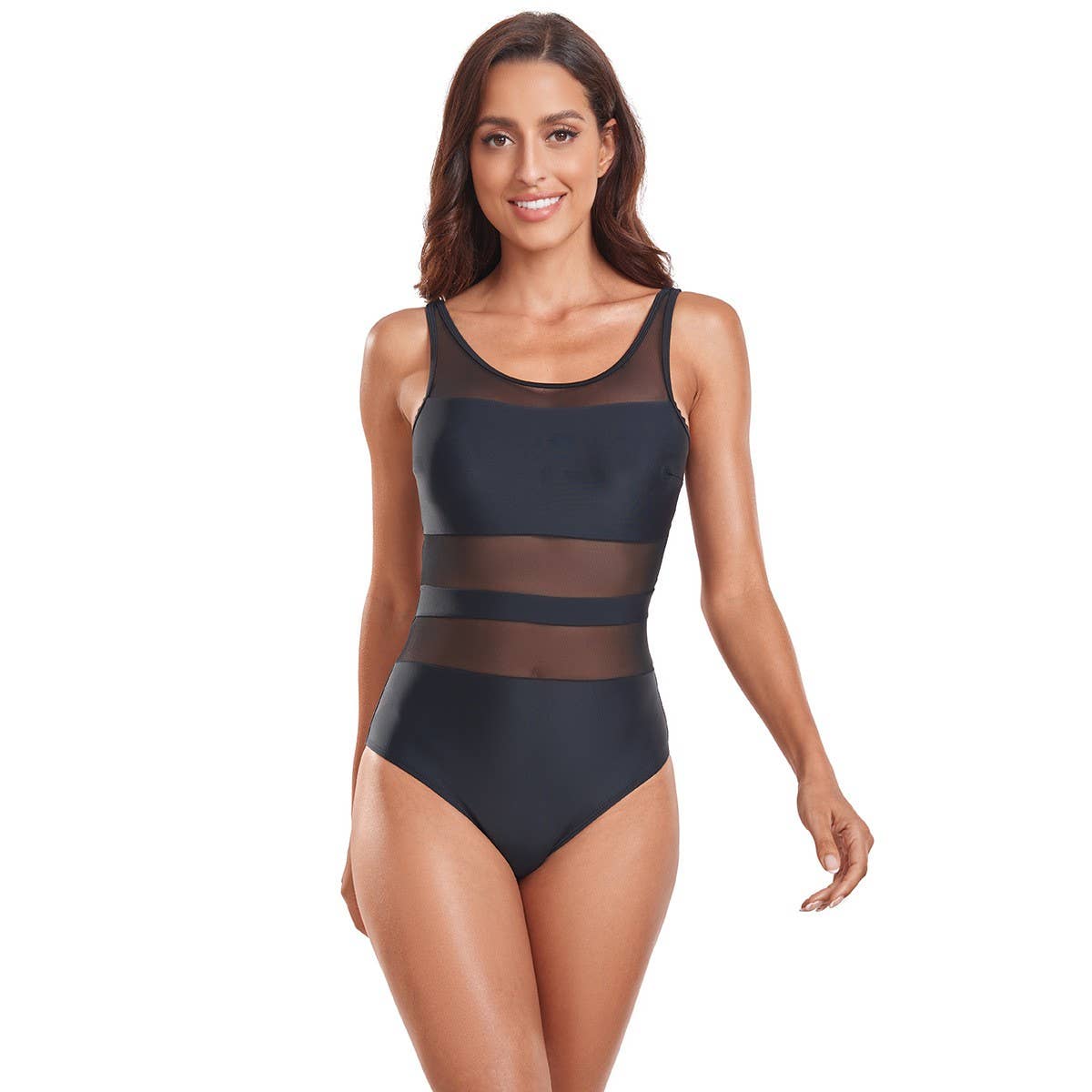 WOMEN'S MESH SPLICING ONE-PIECE SWIMSUIT