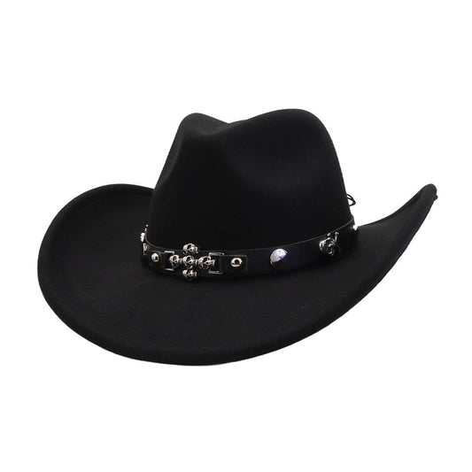 Ethnic Style Wool Blend Felt Cowboy Fedora Hat_CWAH04381