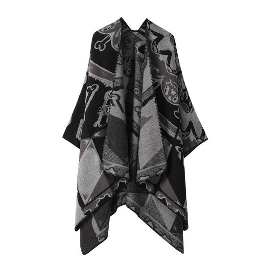 CAPE DARK DOUBLE-SIDED WARM OUTER WEAR THICK SHAWL_CWASC2119