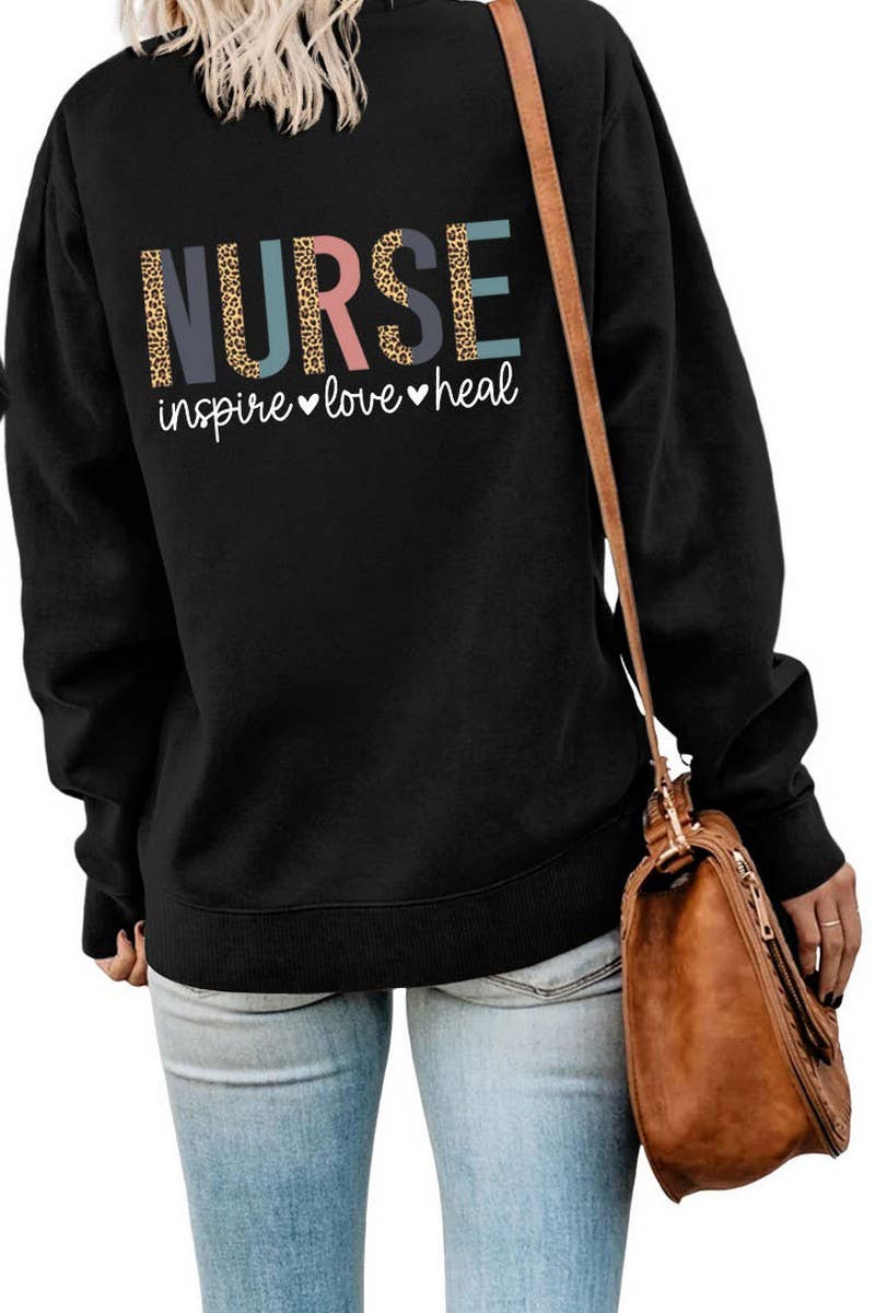 WOMEN NURSE PRINTING RIBBED OVERSIZED PULLOVER_CWTSTL0459