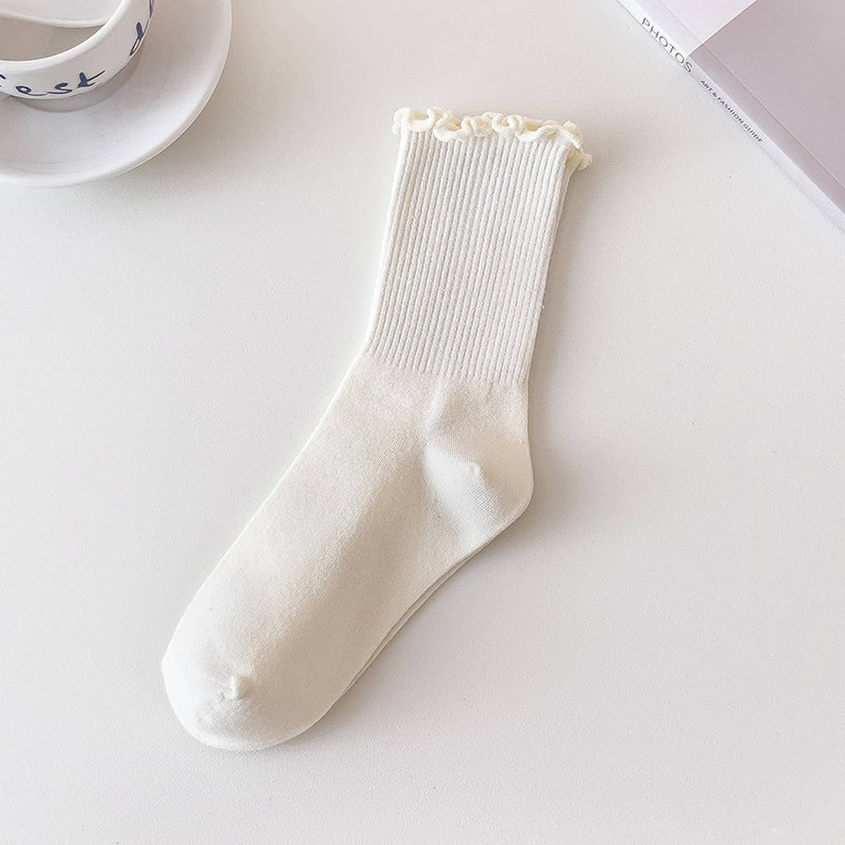 WARM BROWN FUNGUS MID-CALF WOMEN'S SOCKS