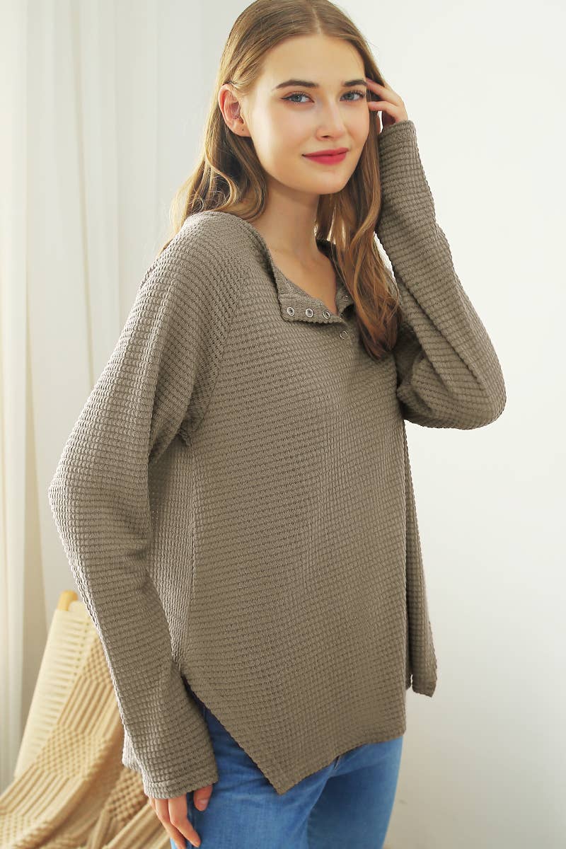 WOMEN SOLID KNIT SHIRT_CWTTL1418
