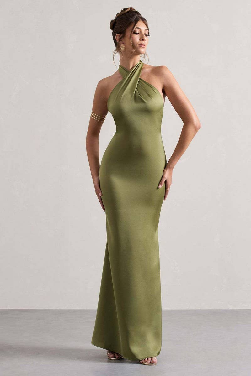 CWDMD5614_ELEGANT HALTER NECK BODYCON PARTY DRESS