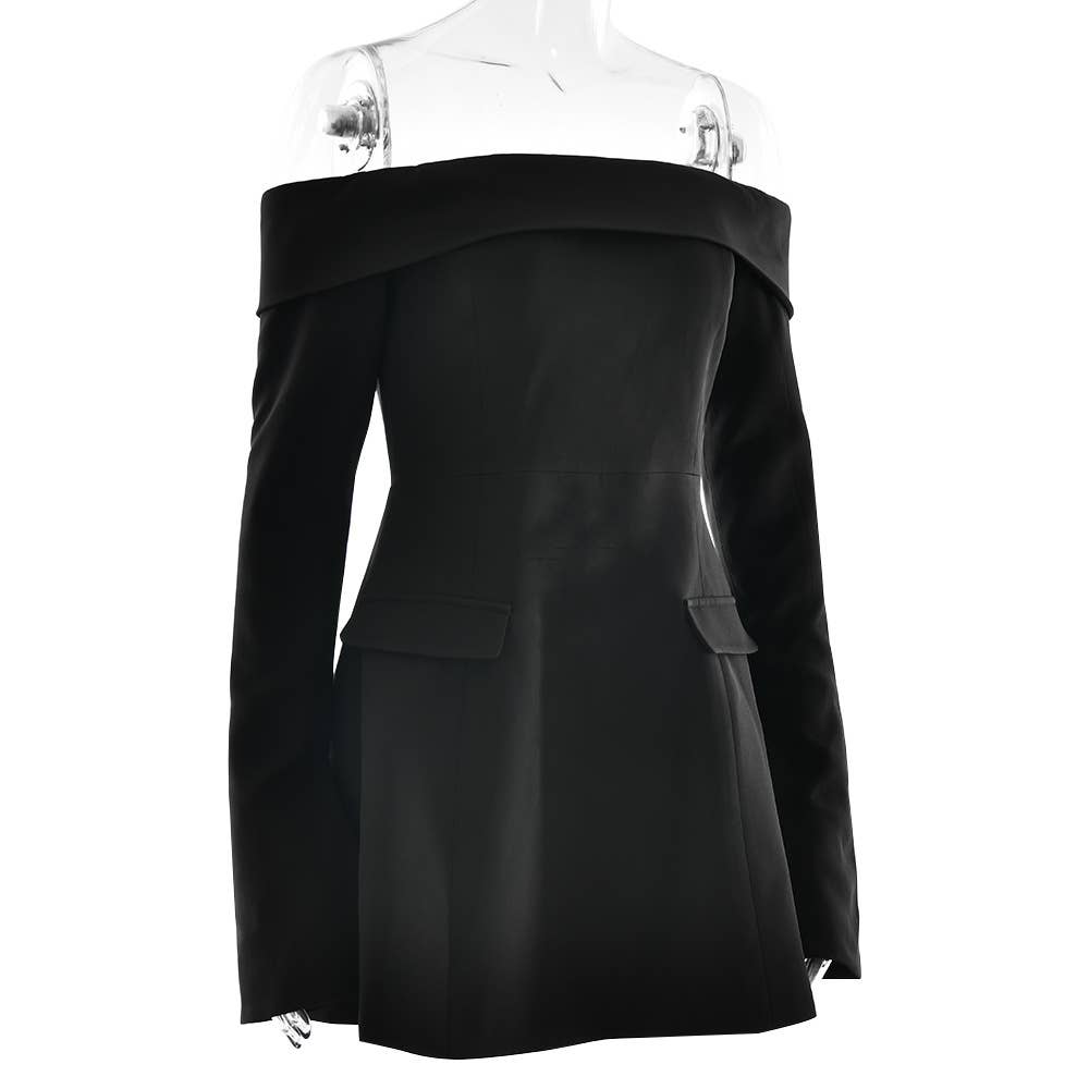 Strapless backless long-sleeved A-line dress