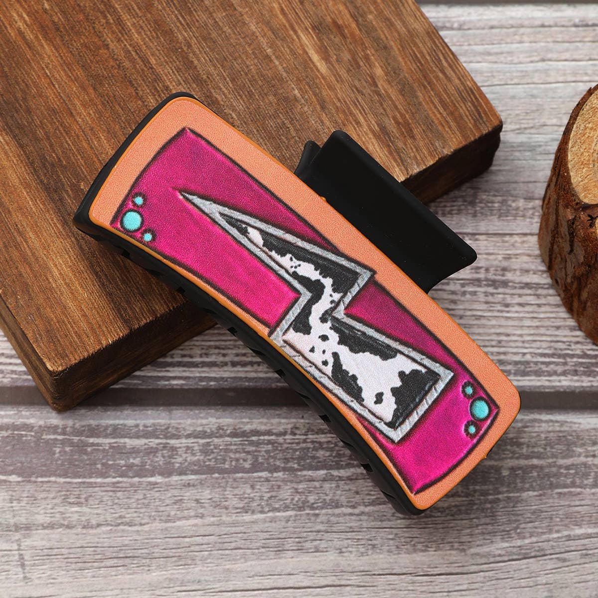 Western Leather Hair Claw - Cactus Butterfly Clip