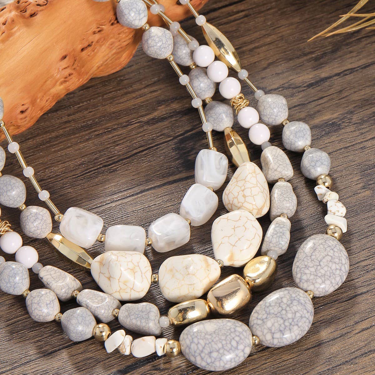MULTI-LAYERED BEADED FASHION NECKLACE