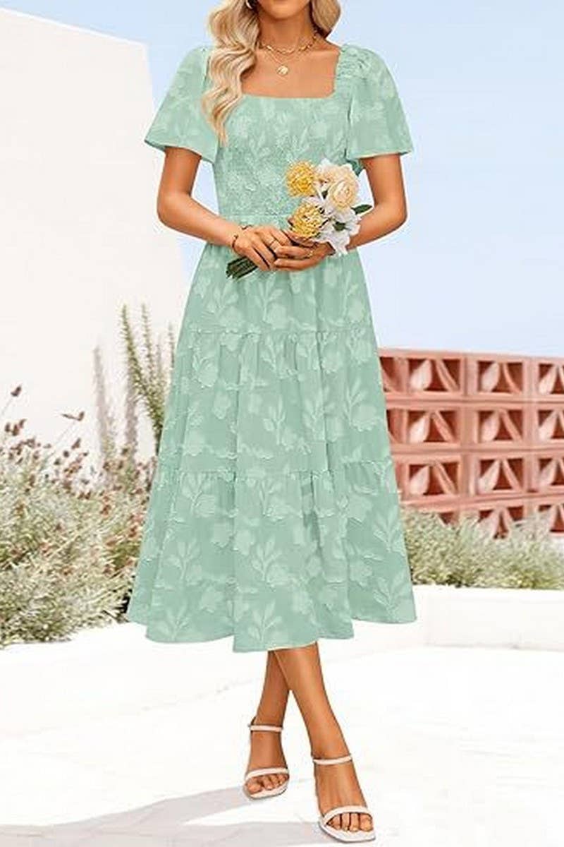 CWDMD6367_SQUARE NECK BOHEMIAN FLORAL MIDI DRESS