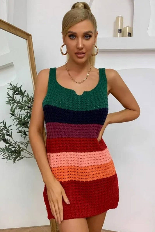 CWDMD4838_FASHIONABLE RAINBOW LOOSE TANK TOP