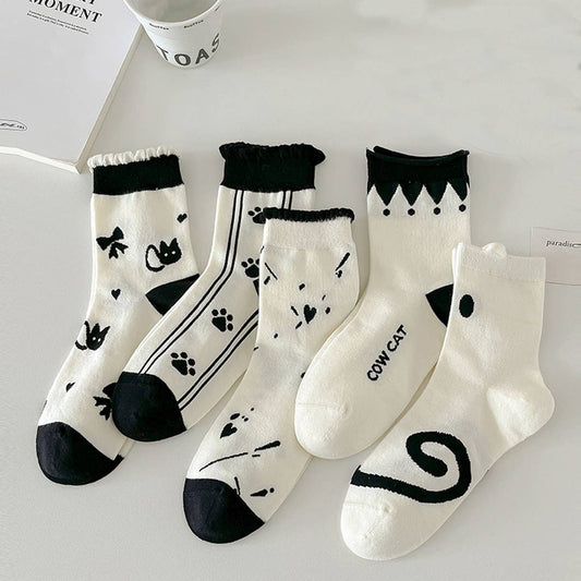 CUTE CARTOON PATTERN PURE COTTON MID-CALF SOCKS