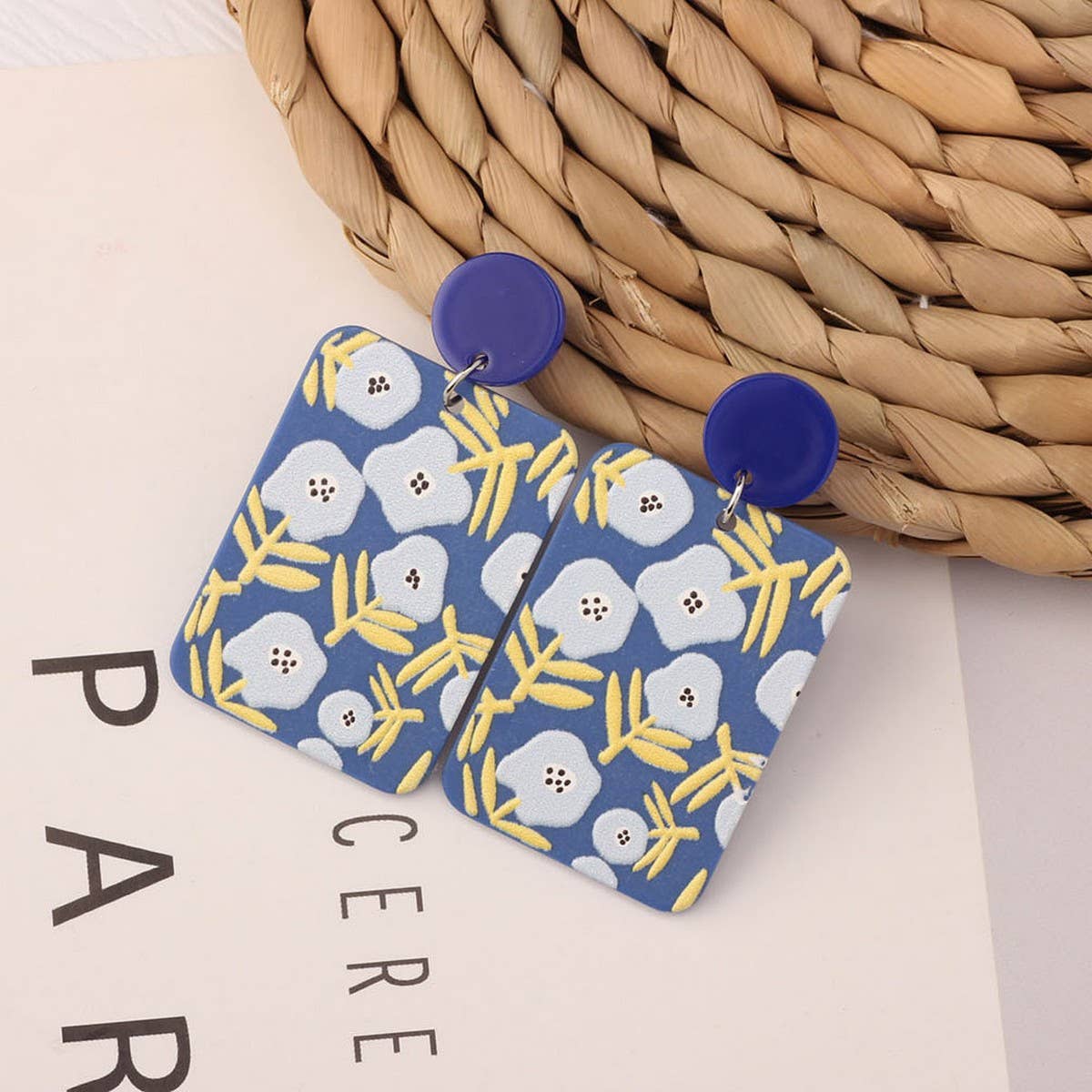 SWEET GIRL COLORFUL FLOWER ACRYLIC EARRINGS