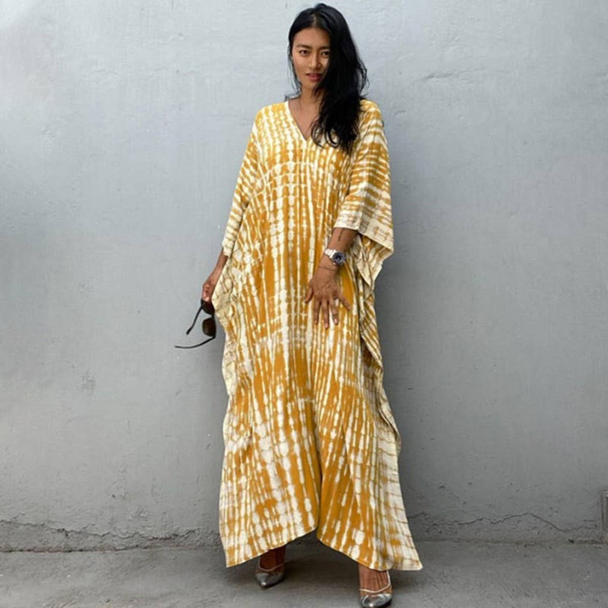 Tie-Dye Caftan Beach Cover-Up Loose Resort Robe