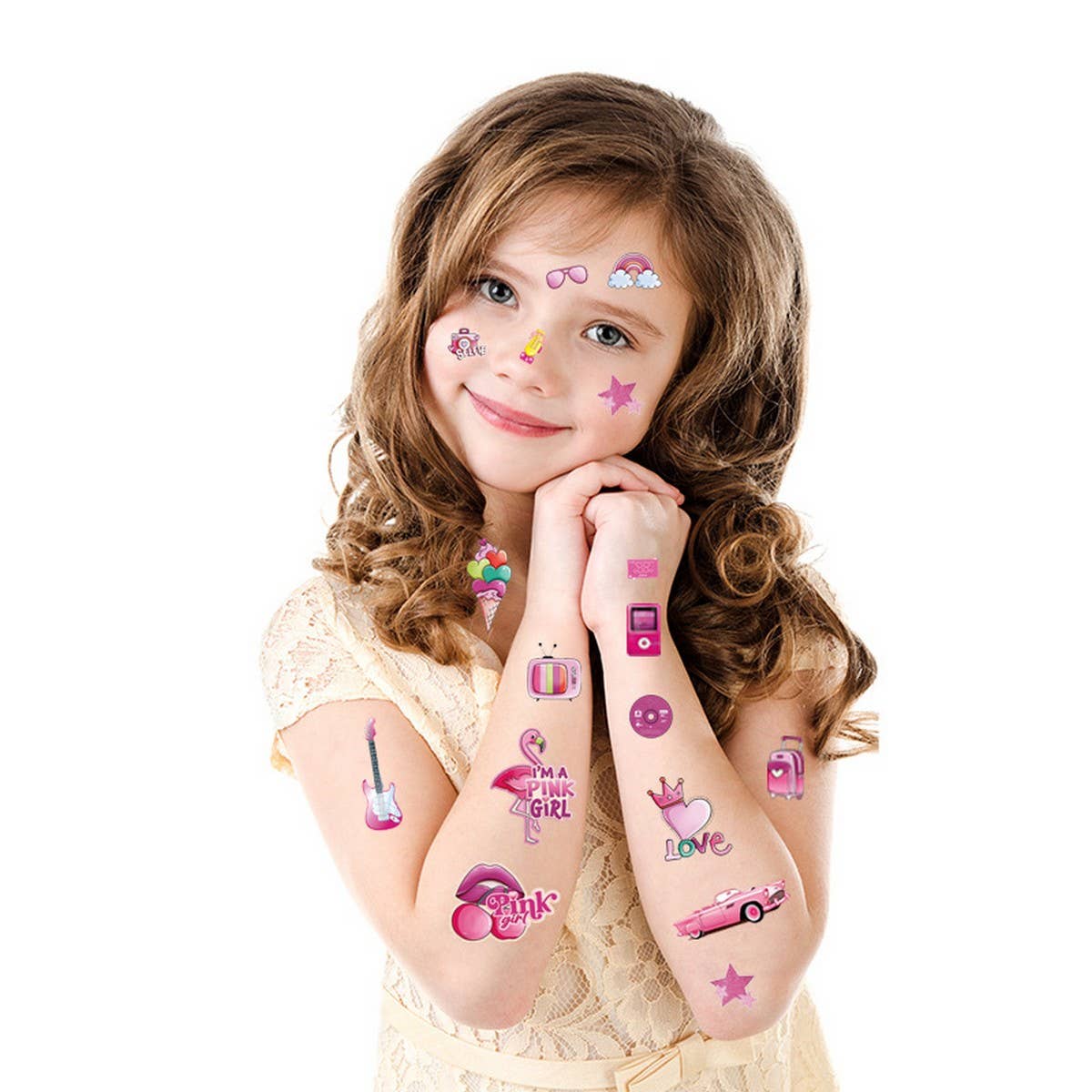 Pink Party Girl Tattoos ??Chic Birthday Style_CWMM8239