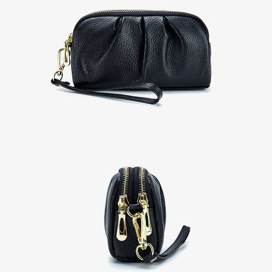 TOPLAYER COWHIDE DOUBLE LAYER ZIPPER LEATHER WALLET_CWAB3705