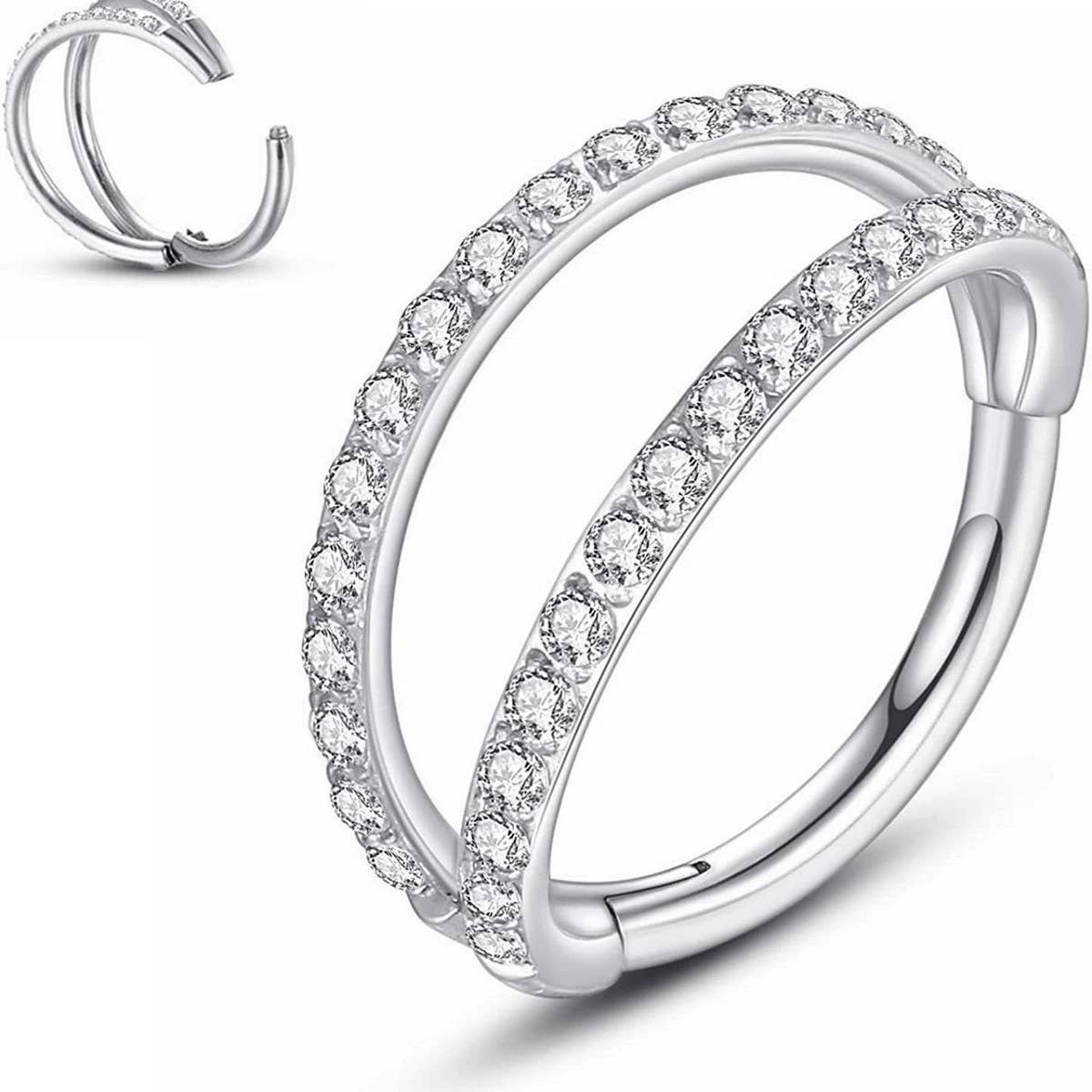 Double Zircon Nose Ring Piercing Jewelry