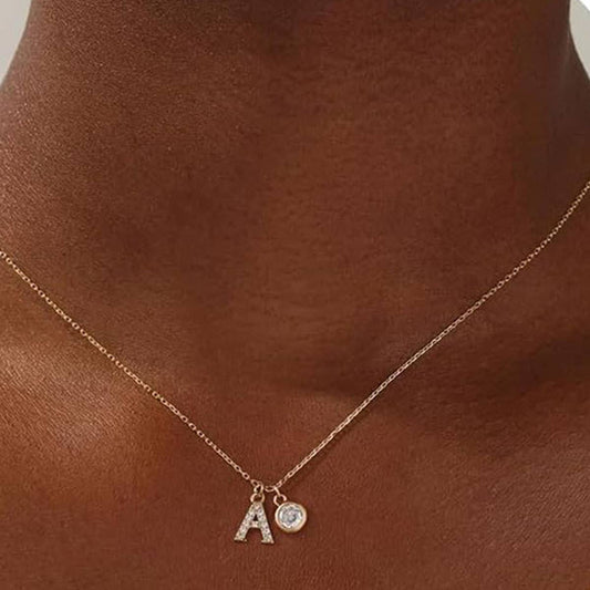 Fashionable golden zircon 26-letter necklace