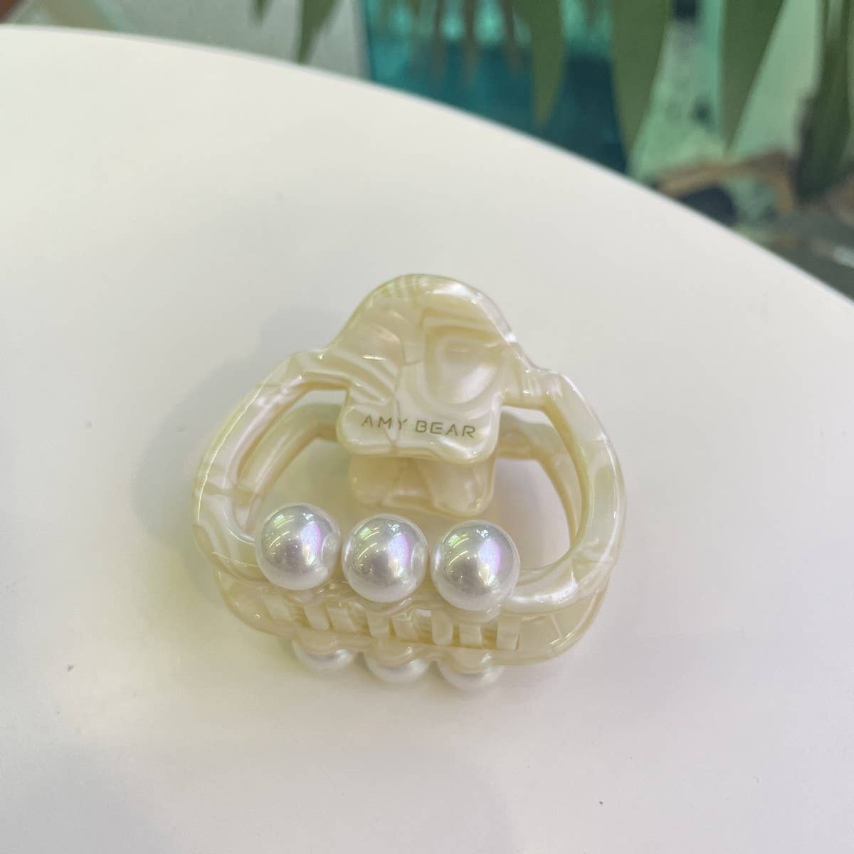 Pearl Accent Hair Claw, Thick Square Elegant Clip_CWASC1600