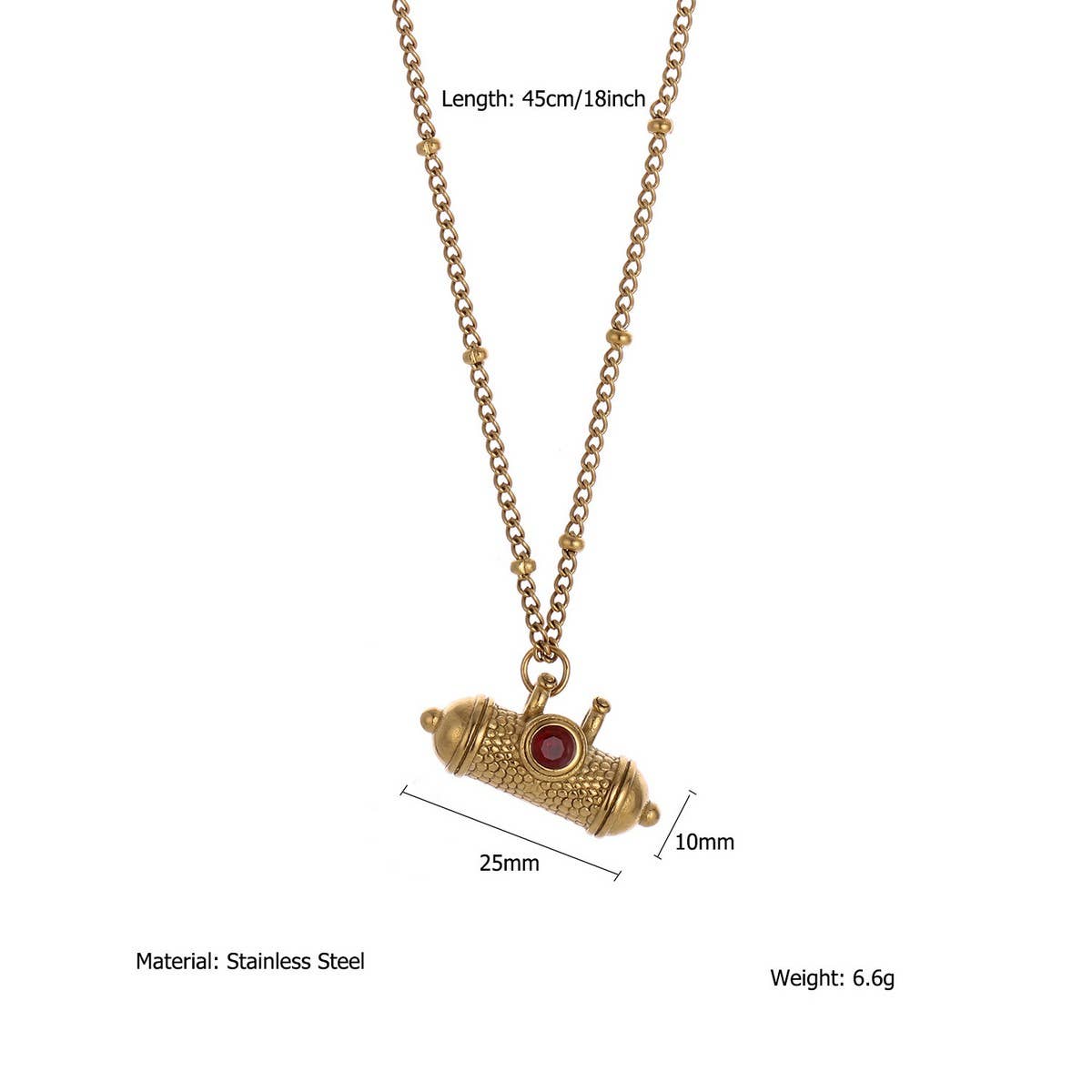 Enamel Heart Necklace with Strawberry Charm