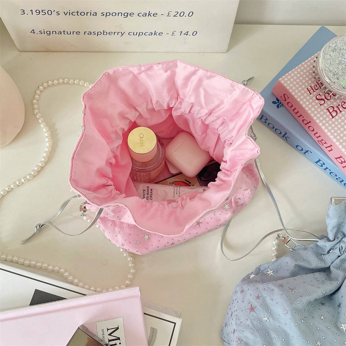 CWAB5813_STAR SEQUIN SMALL FRESH DRAWSTRING CROSSBODY BAG