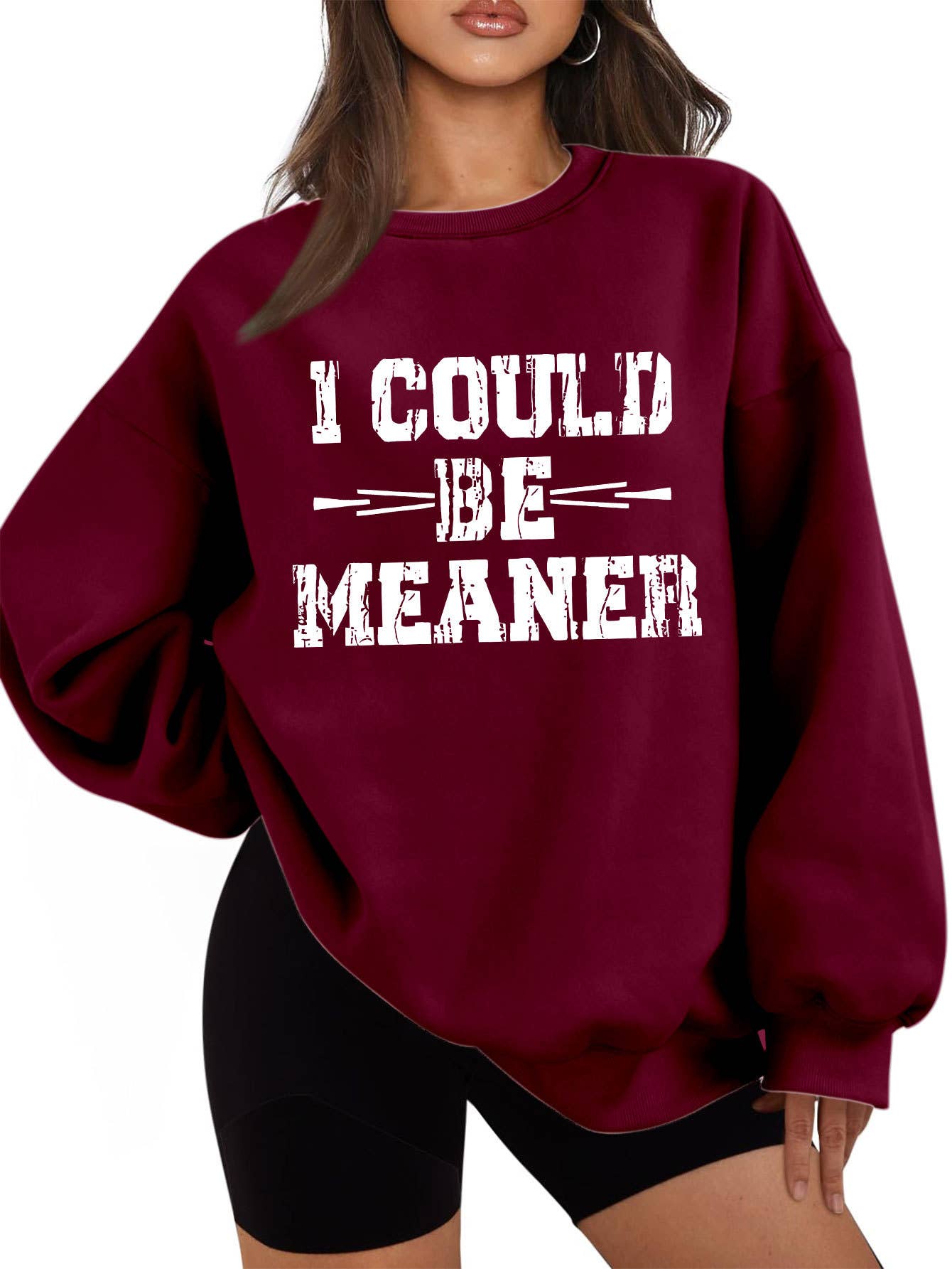I could be meaner printed thickened warm hoodie