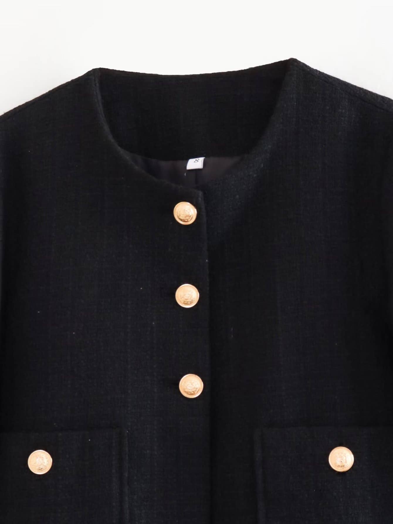 Solid-color textured casual chanel-style coat