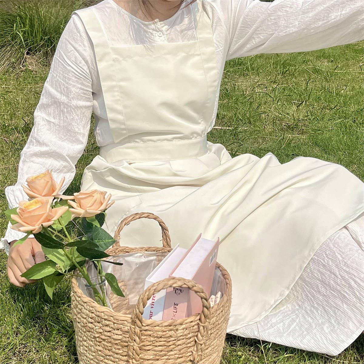 WATERPROOF AND OIL-PROOF SOLID COLOR COTTON APRON