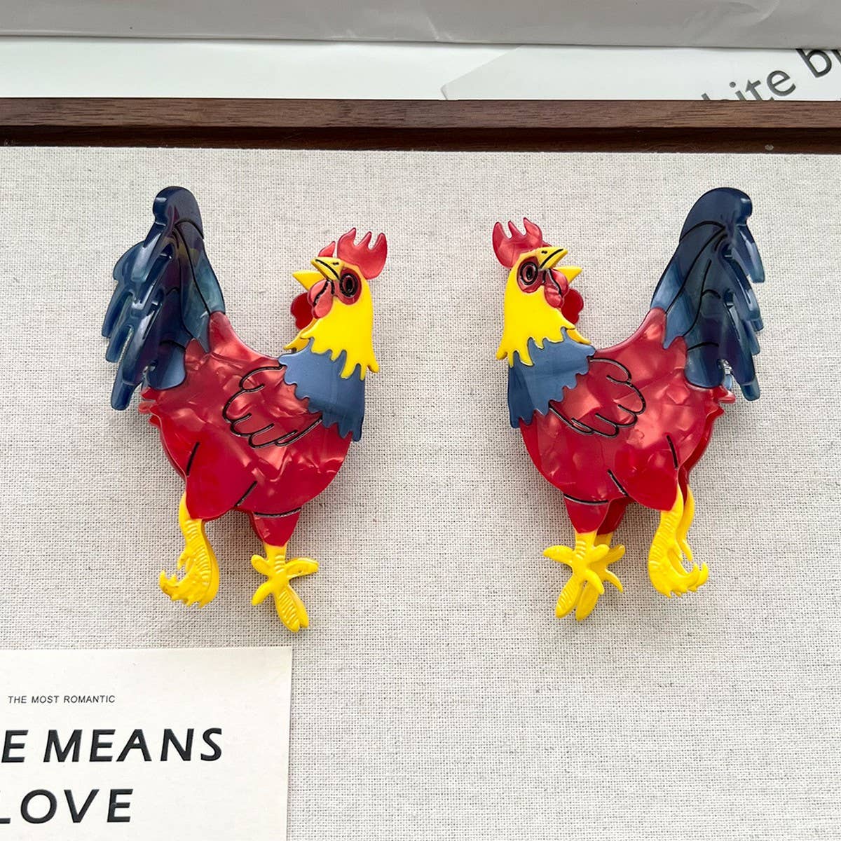 Rooster Acetate Shark Hair Claw Clip for Women