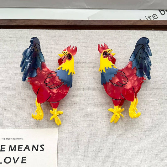 Rooster Acetate Shark Hair Claw Clip for Women