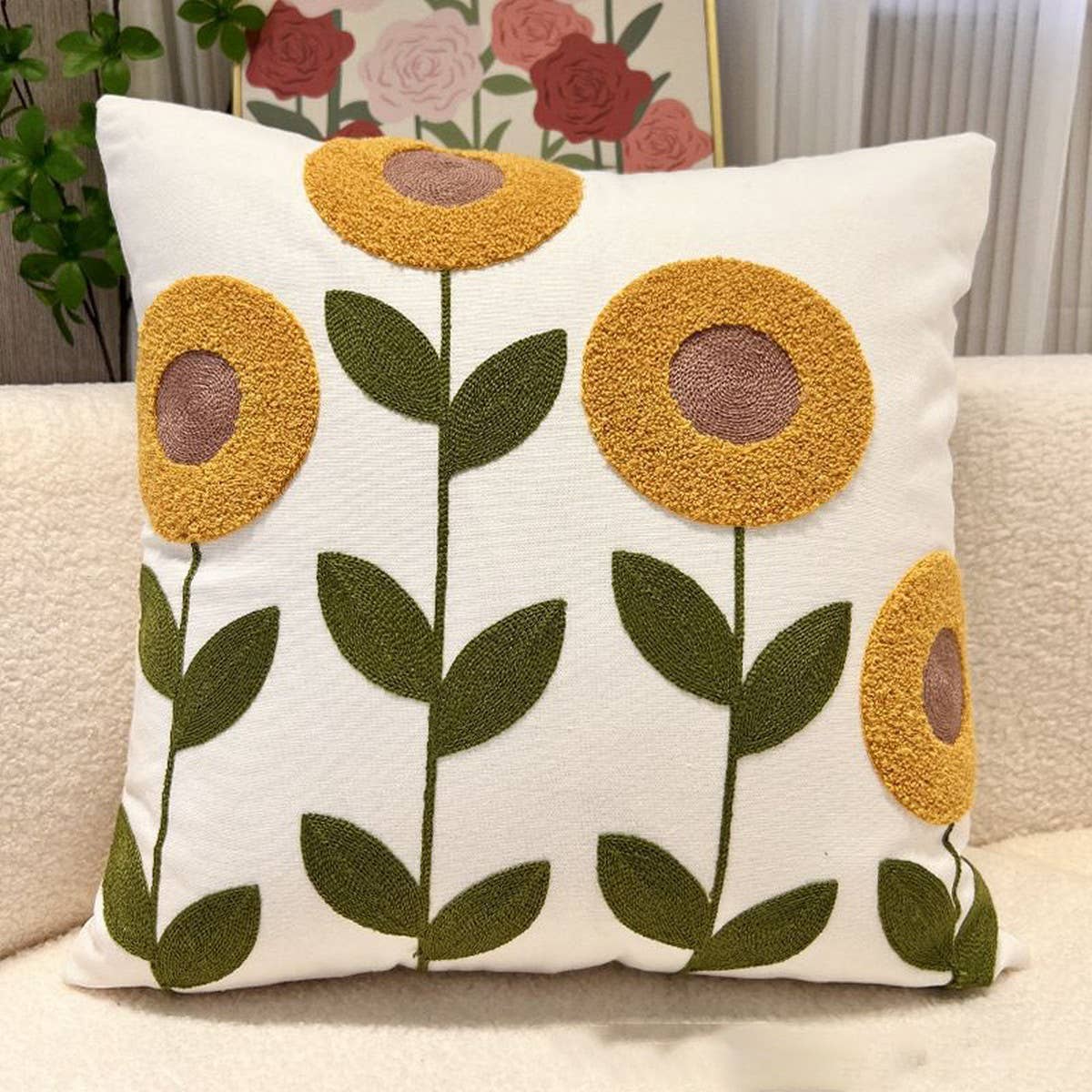 Luxury Embroidered Throw Pillow Cover for Sofa/Bed