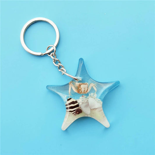 NEW STARFISH SHAPE ACRYLIC KEYCHAIN PENDANT_CWMM3716
