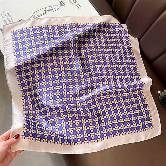 Purple Floral Silk Scarf - Elegant Square Scarf_CWASC0626