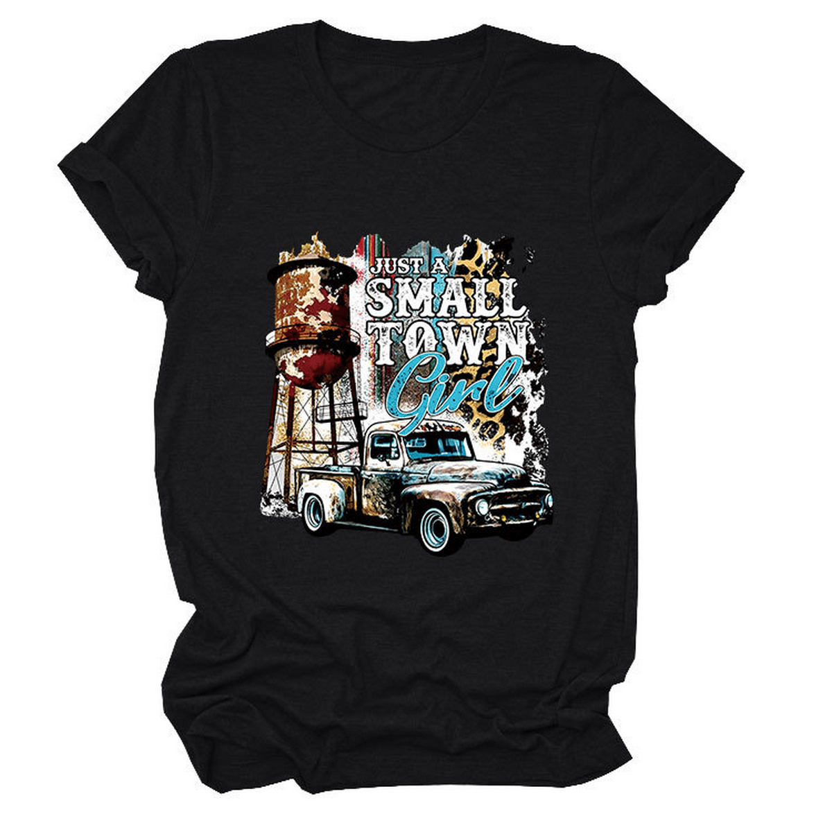 Just a Small Town Girl Print T-Shirt ??Loose Fit_CWTTS1525