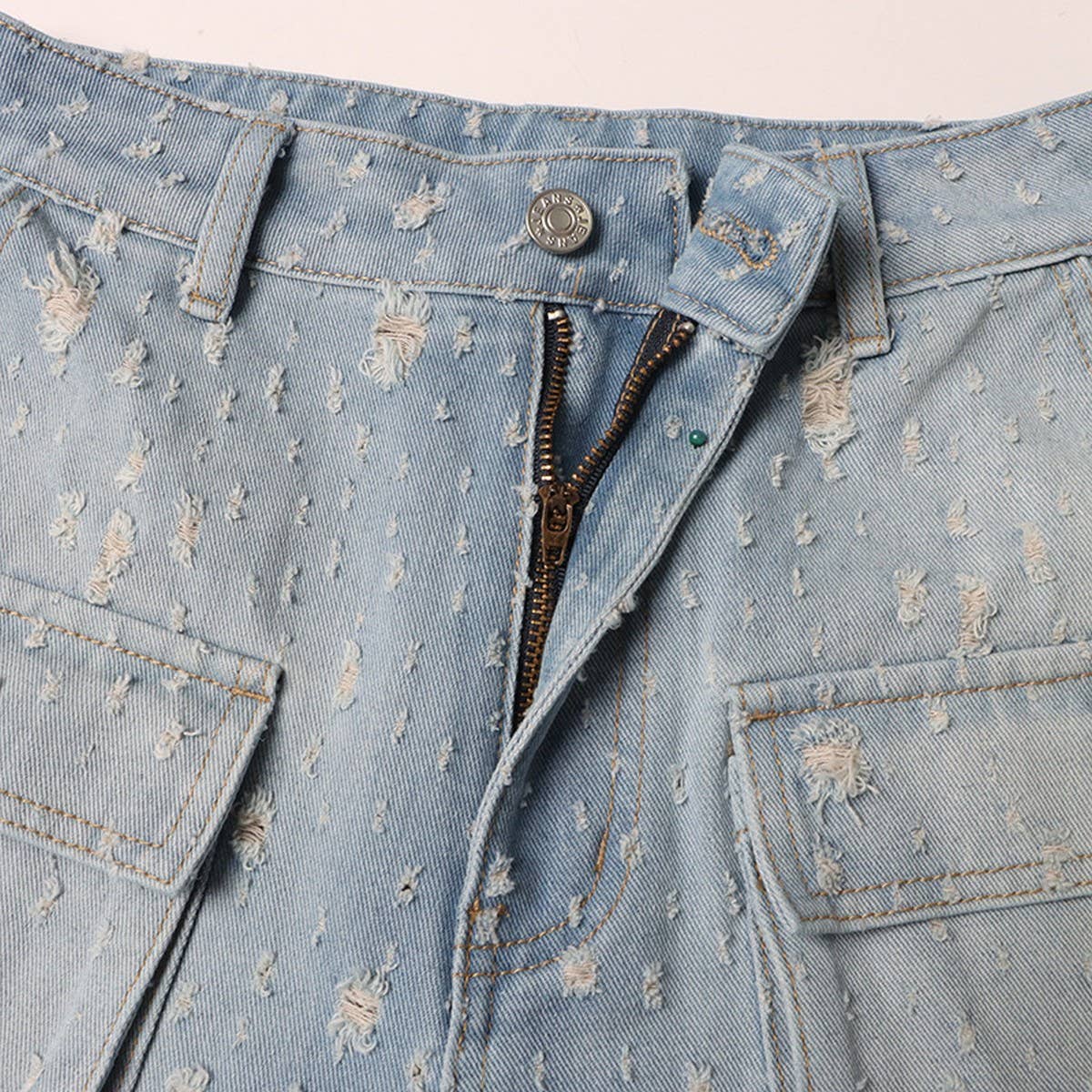 WASHED AND DISTRESSED STRAIGHT LEG JEANS