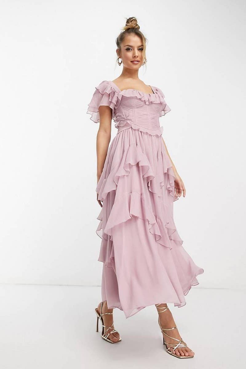 CWDMD5621_LACE BACKLESS RUFFLE TIERED RUCHED MAXI DRESS